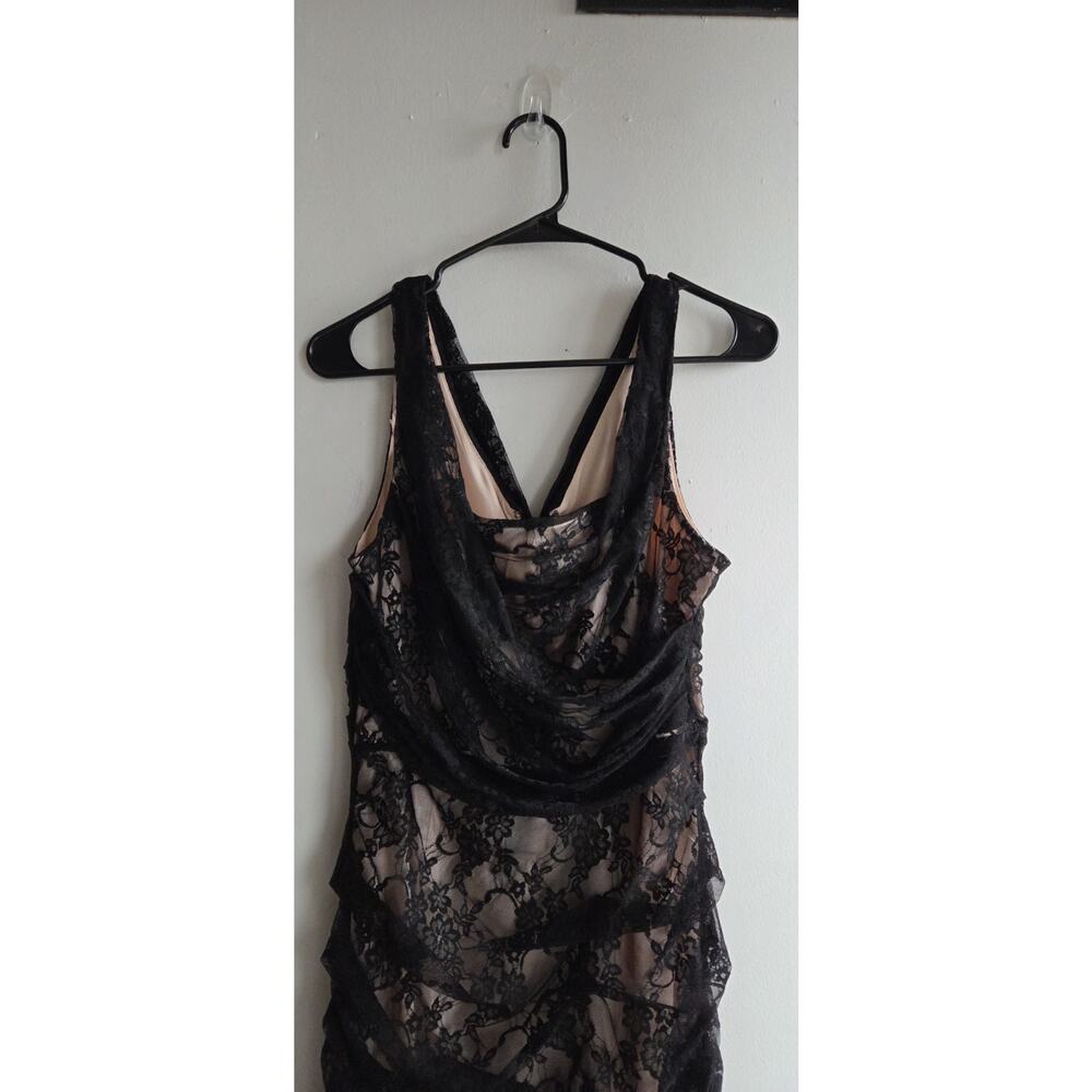 Sleeveless Bodycon Mini Lace Floral Lightweight Black Sexy Romantic Dress 1O - Picture 5 of 11